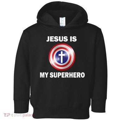 Captain Jesus Is My Superhero Cross Logo Toddler Hoodie