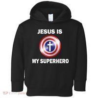 Captain Jesus Is My Superhero Cross Logo Toddler Hoodie thumb 0