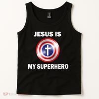 Captain Jesus Is My Superhero Cross Logo Tank Top thumb 2