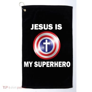 Captain Jesus Is My Superhero Cross Logo Golf Towel