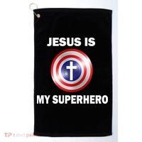 Captain Jesus Is My Superhero Cross Logo Golf Towel thumb 0