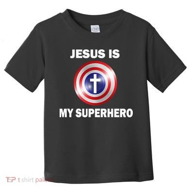 Captain Jesus Is My Superhero Cross Logo Toddler T-Shirt