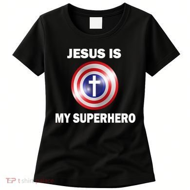 Captain Jesus Is My Superhero Cross Logo Women's T-Shirt