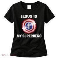 Captain Jesus Is My Superhero Cross Logo Women's T-Shirt thumb 0