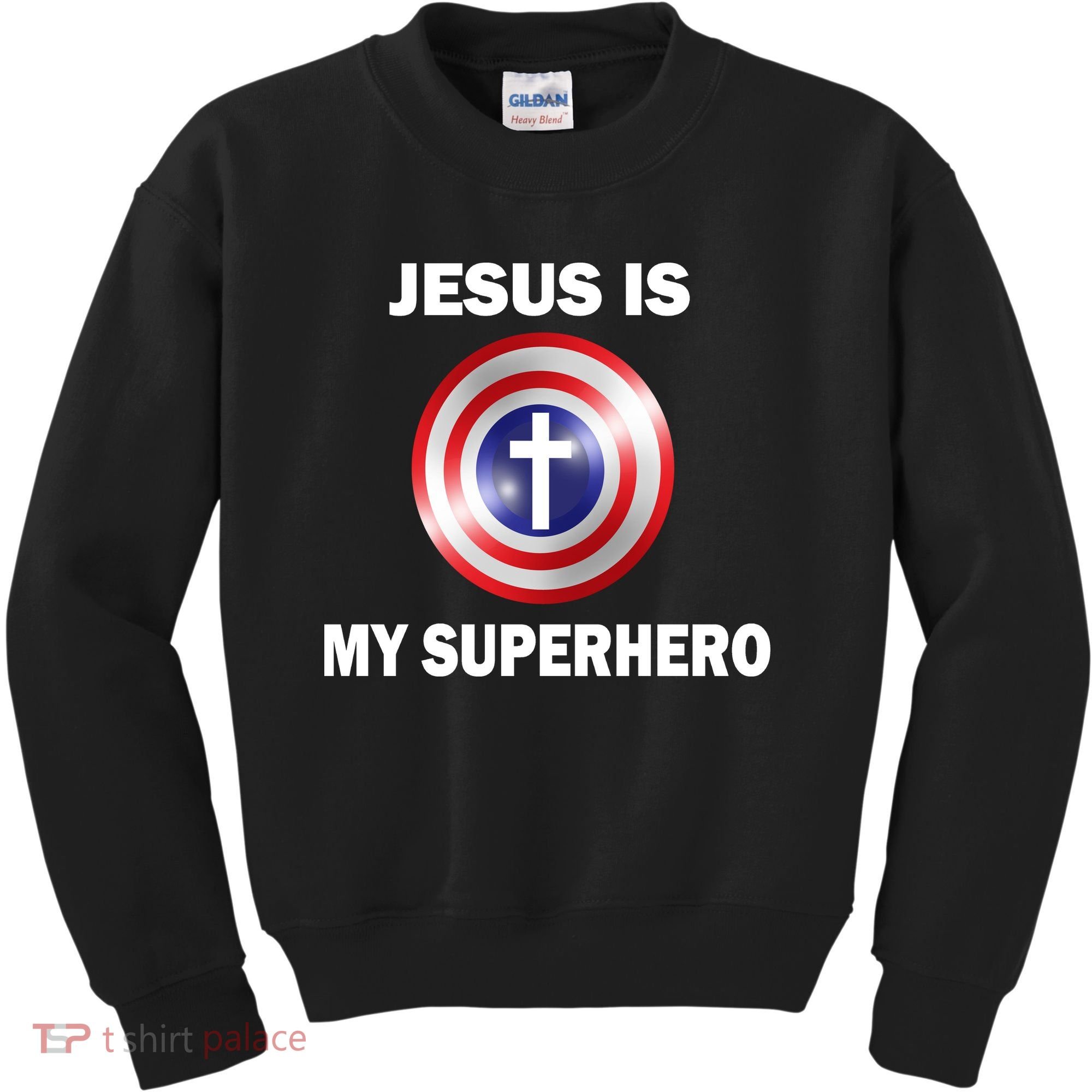 Captain Jesus Is My Superhero Cross Logo Kids Sweatshirt