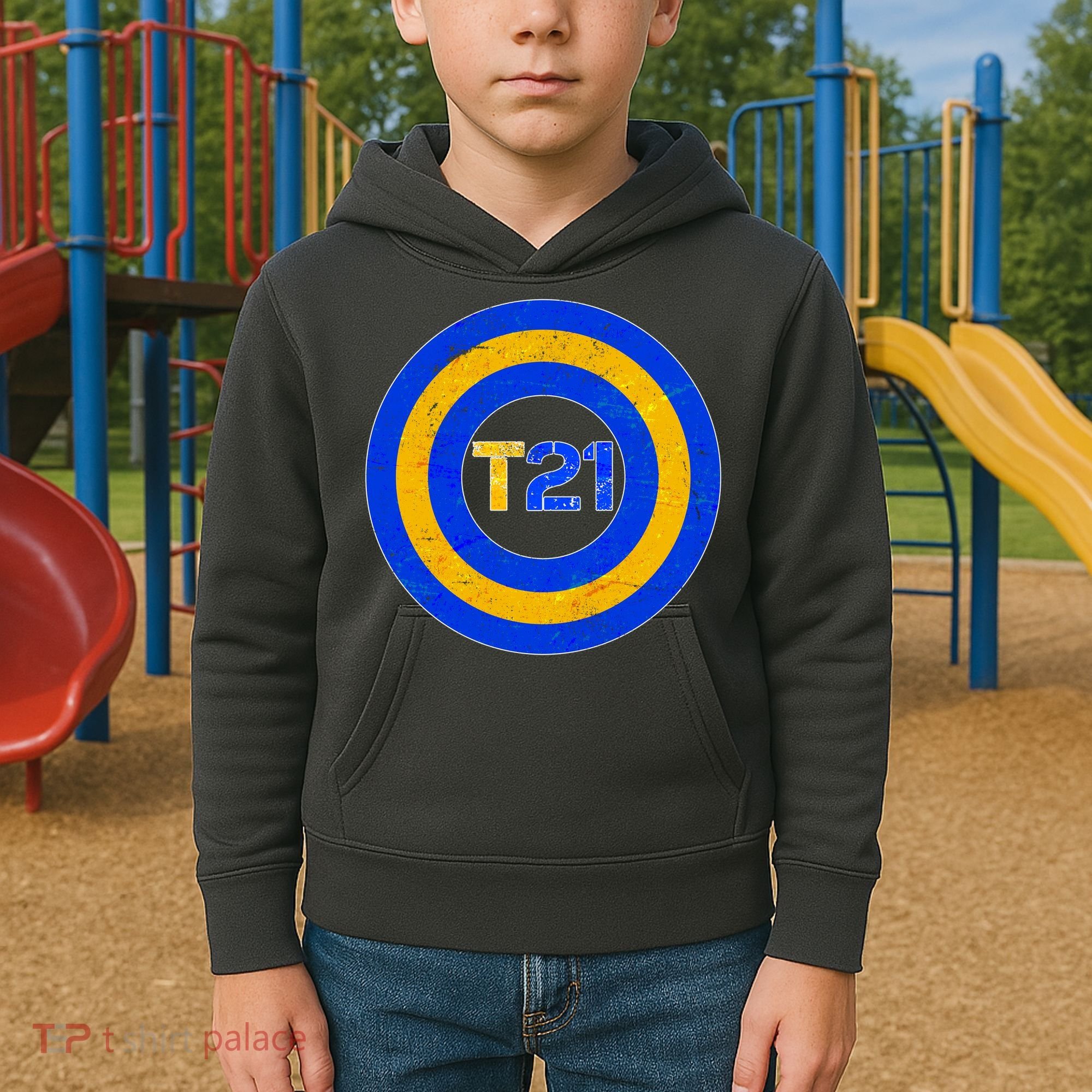Captain T21 Shield - Down Syndrome Awareness Kids Hoodie