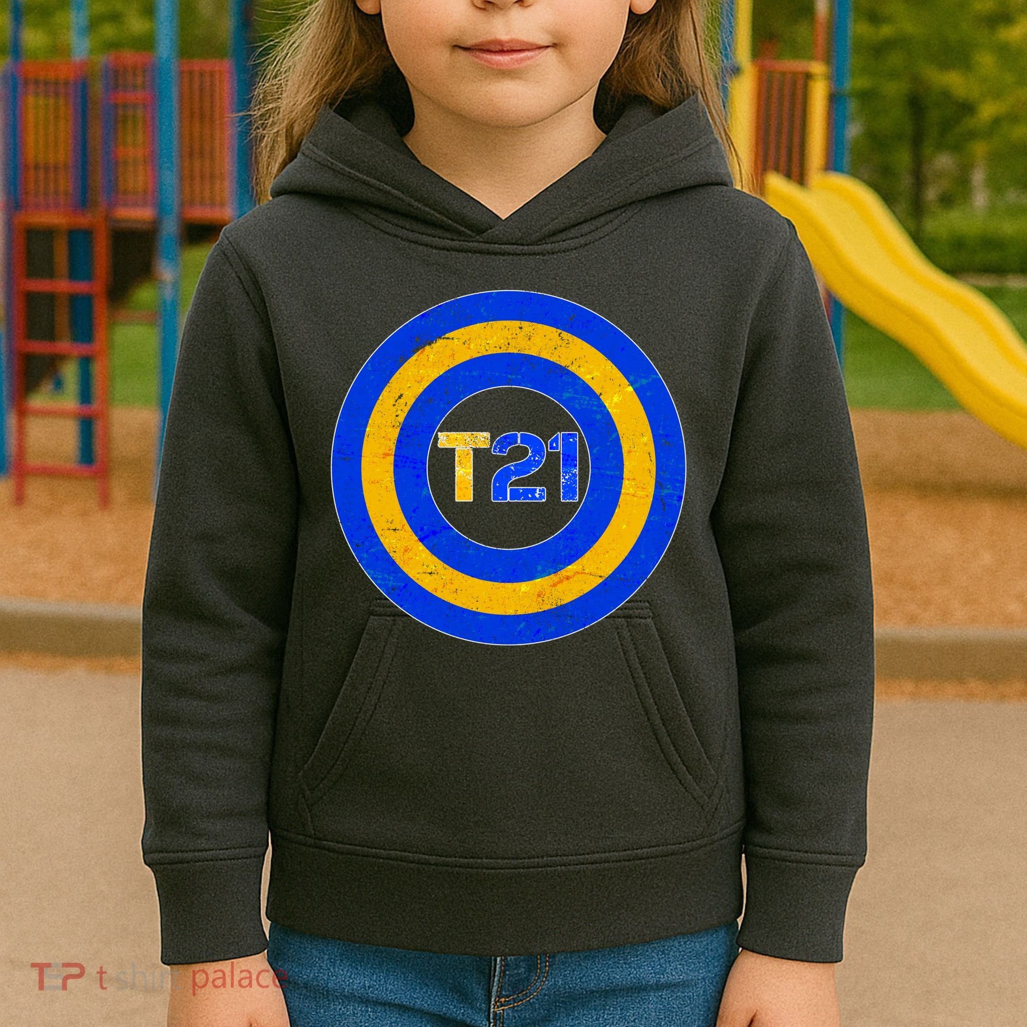 Captain T21 Shield - Down Syndrome Awareness Kids Hoodie