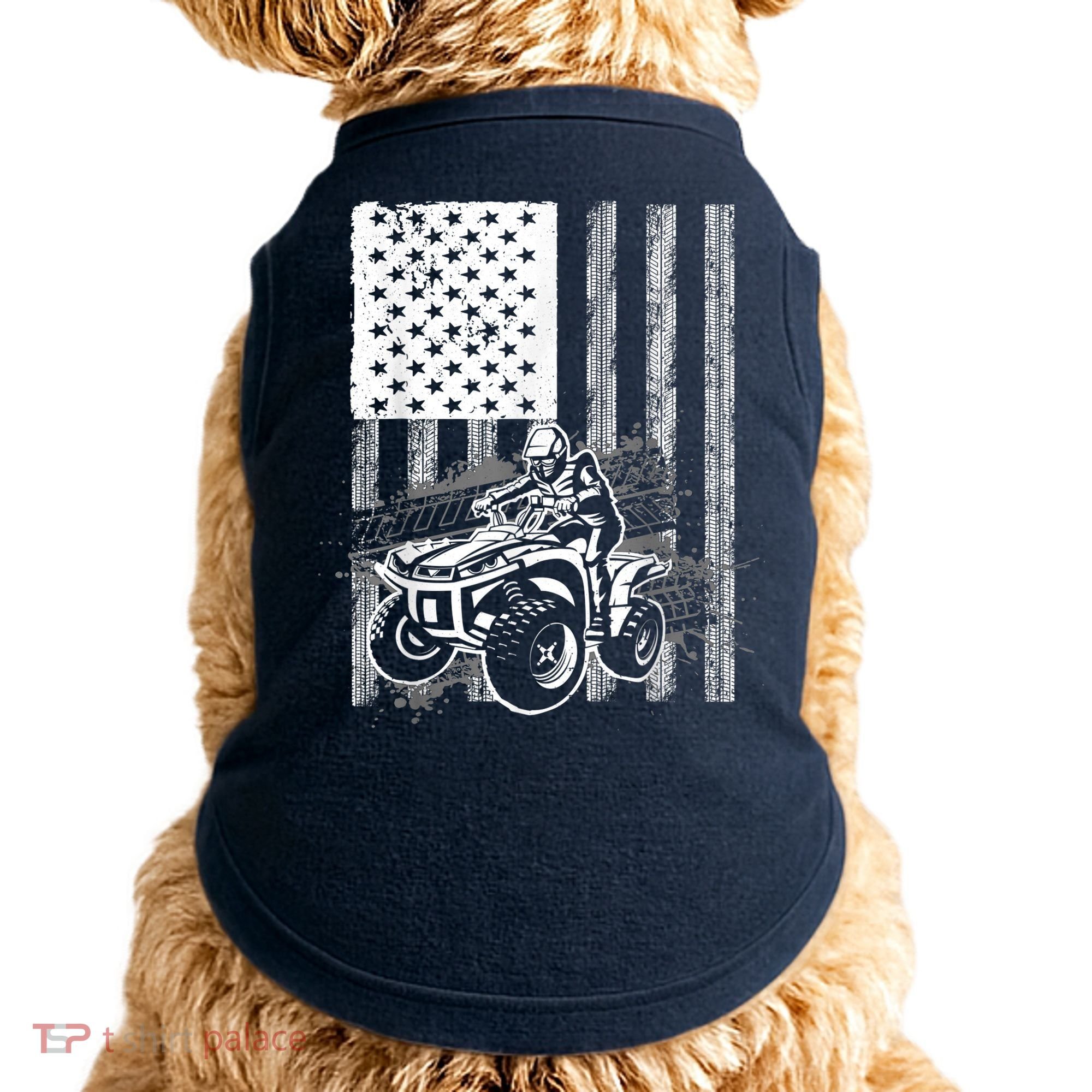 Cool ATV Quad Racing Squad USA Flag 4 Wheeler Doggie Tank