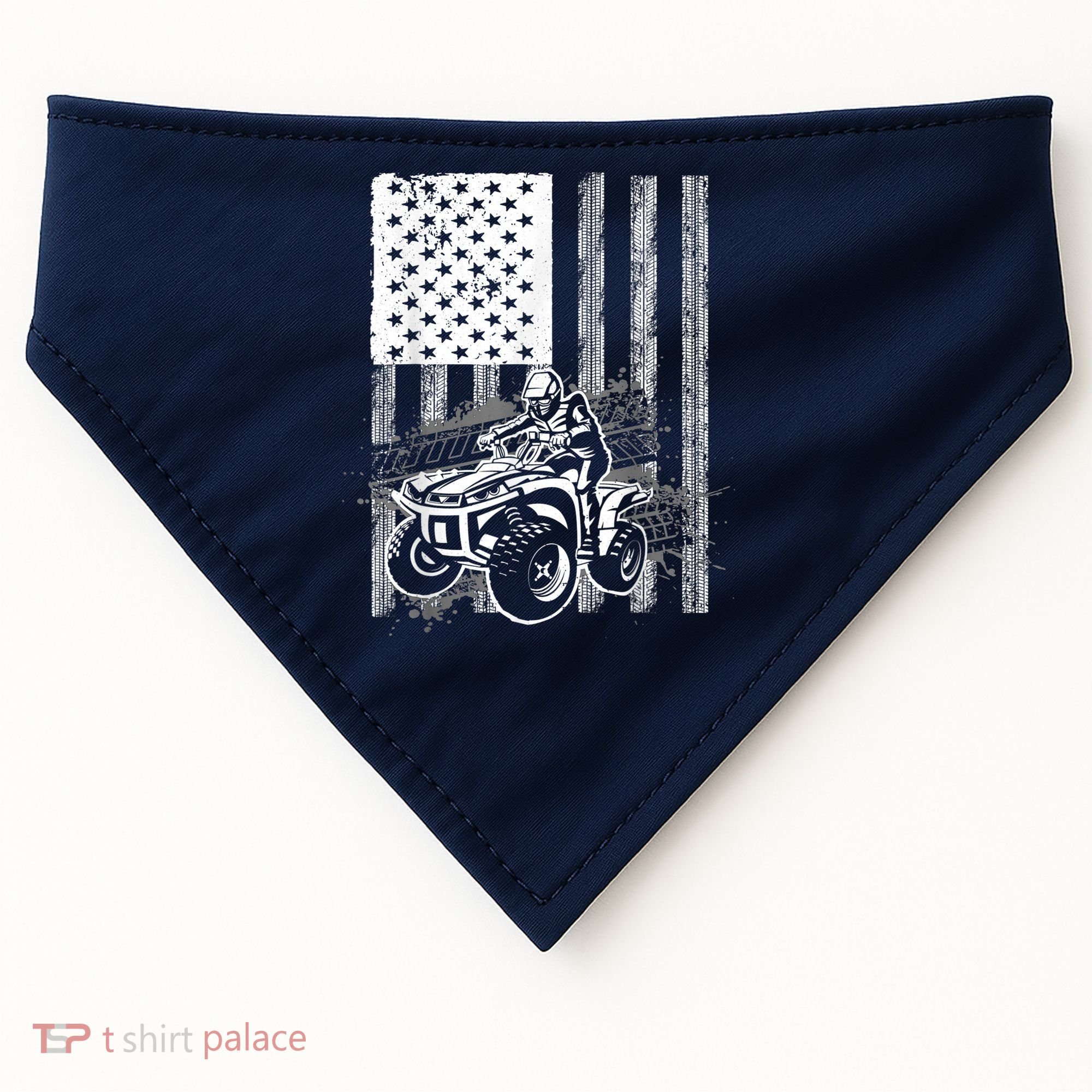 Cool ATV Quad Racing Squad USA Flag 4 Wheeler USA-Made Doggie Bandana