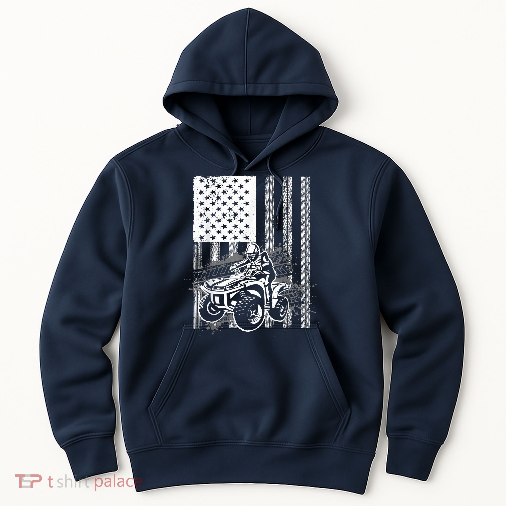 Cool ATV Quad Racing Squad USA Flag 4 Wheeler Hoodie