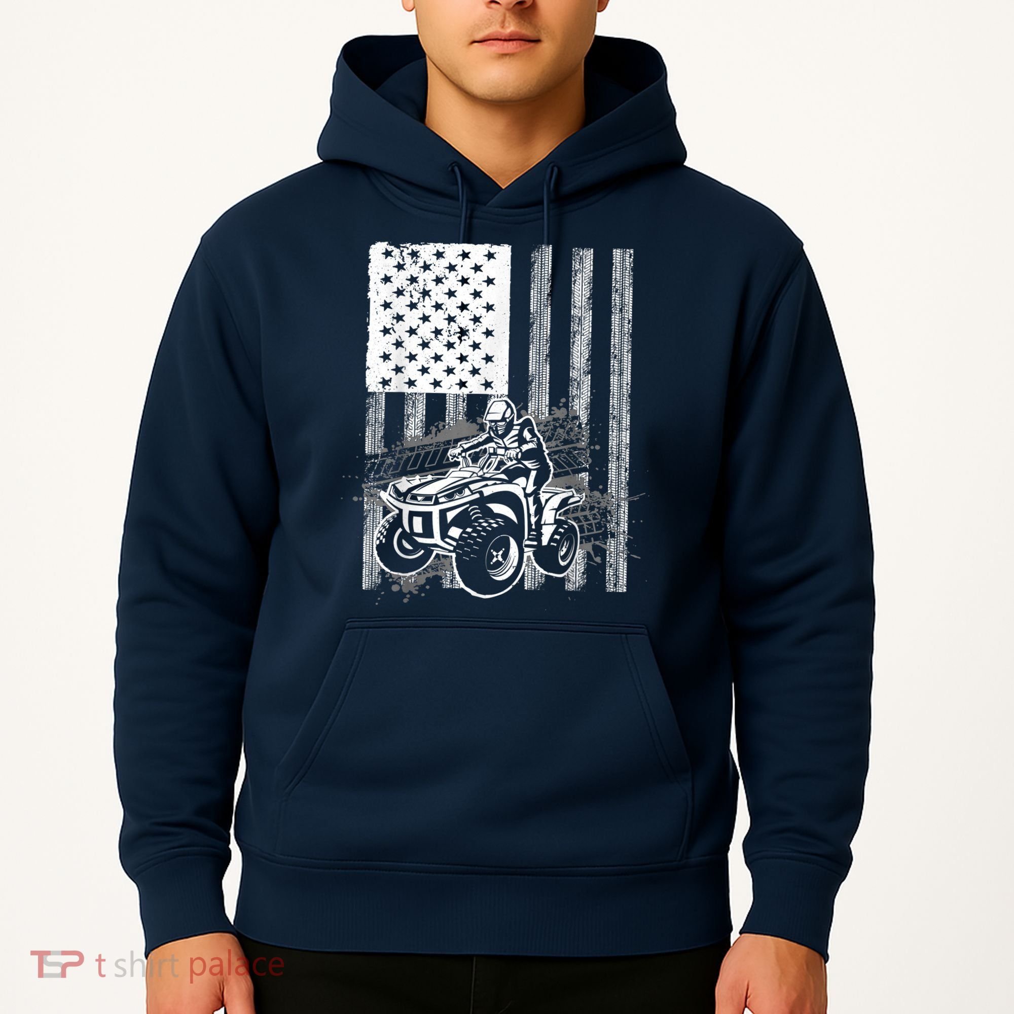 Cool ATV Quad Racing Squad USA Flag 4 Wheeler Hoodie
