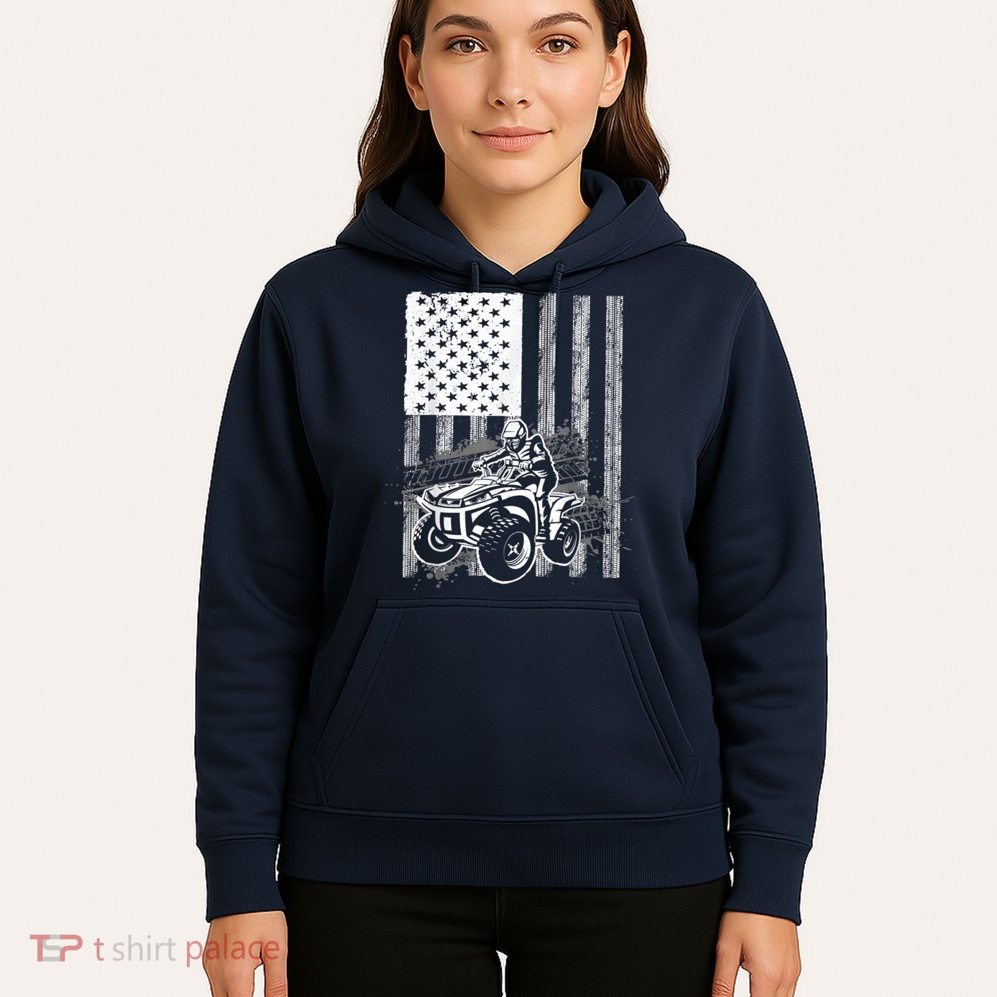 Cool ATV Quad Racing Squad USA Flag 4 Wheeler Hoodie