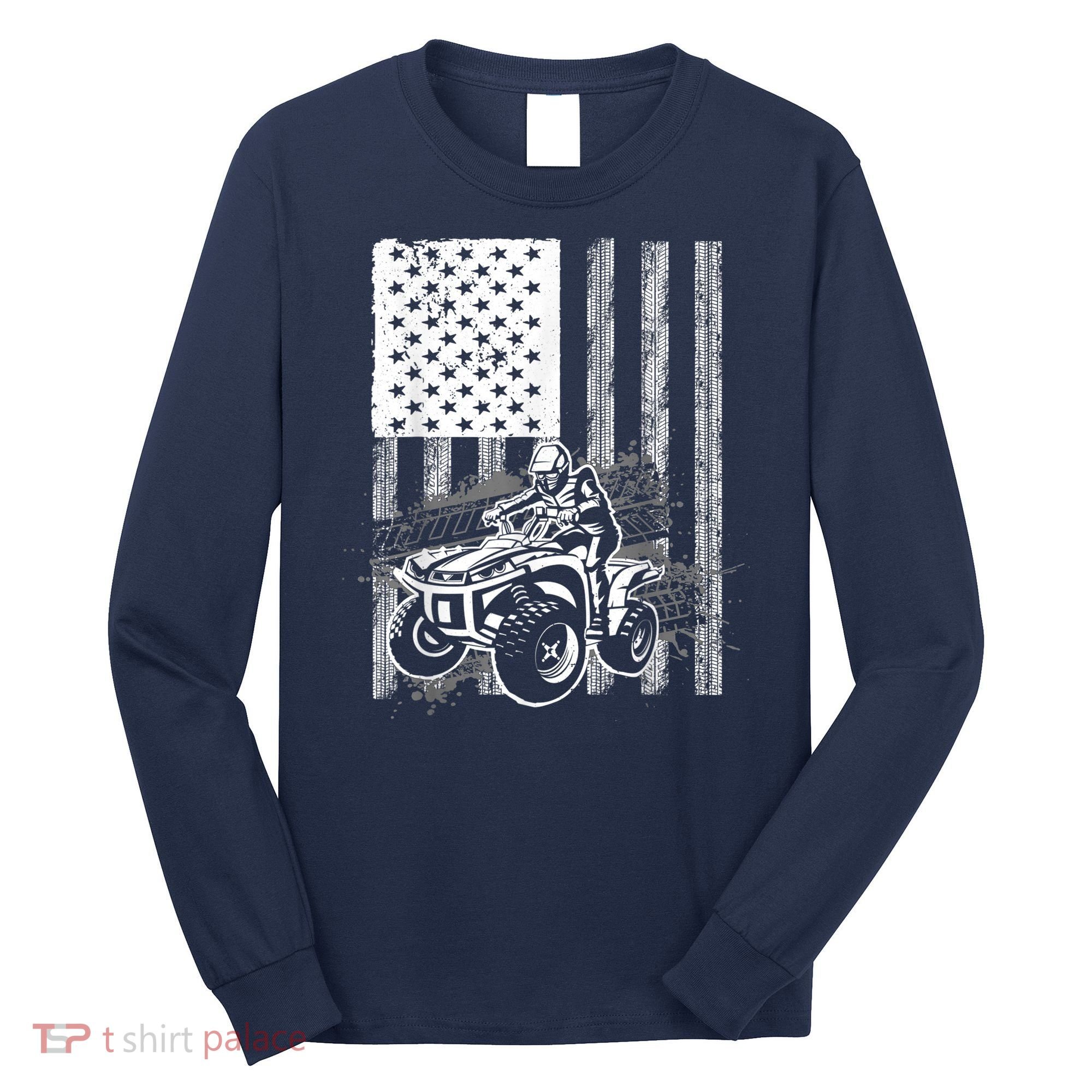 Cool ATV Quad Racing Squad USA Flag 4 Wheeler Long Sleeve Shirt