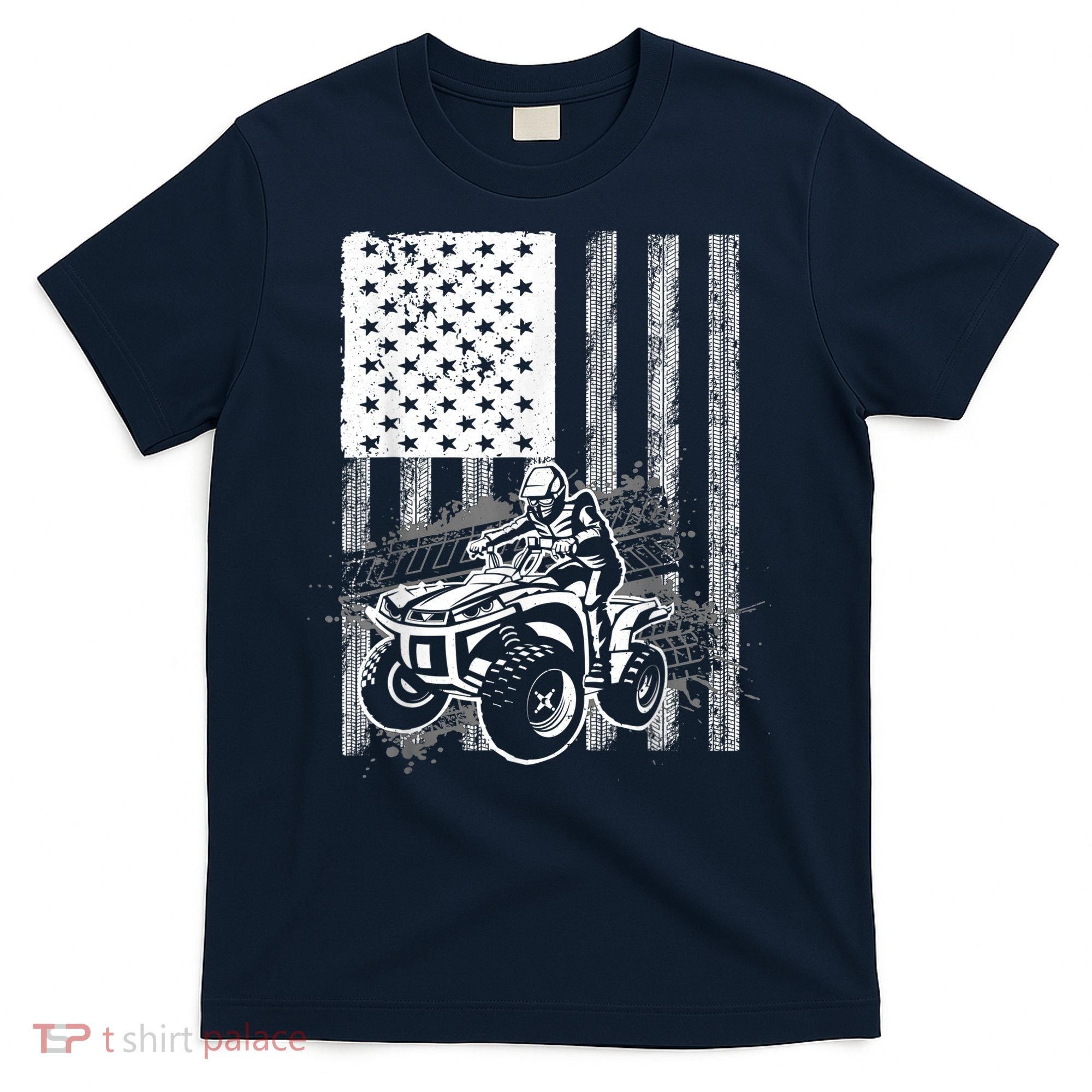Cool ATV Quad Racing Squad USA Flag 4 Wheeler T-Shirt
