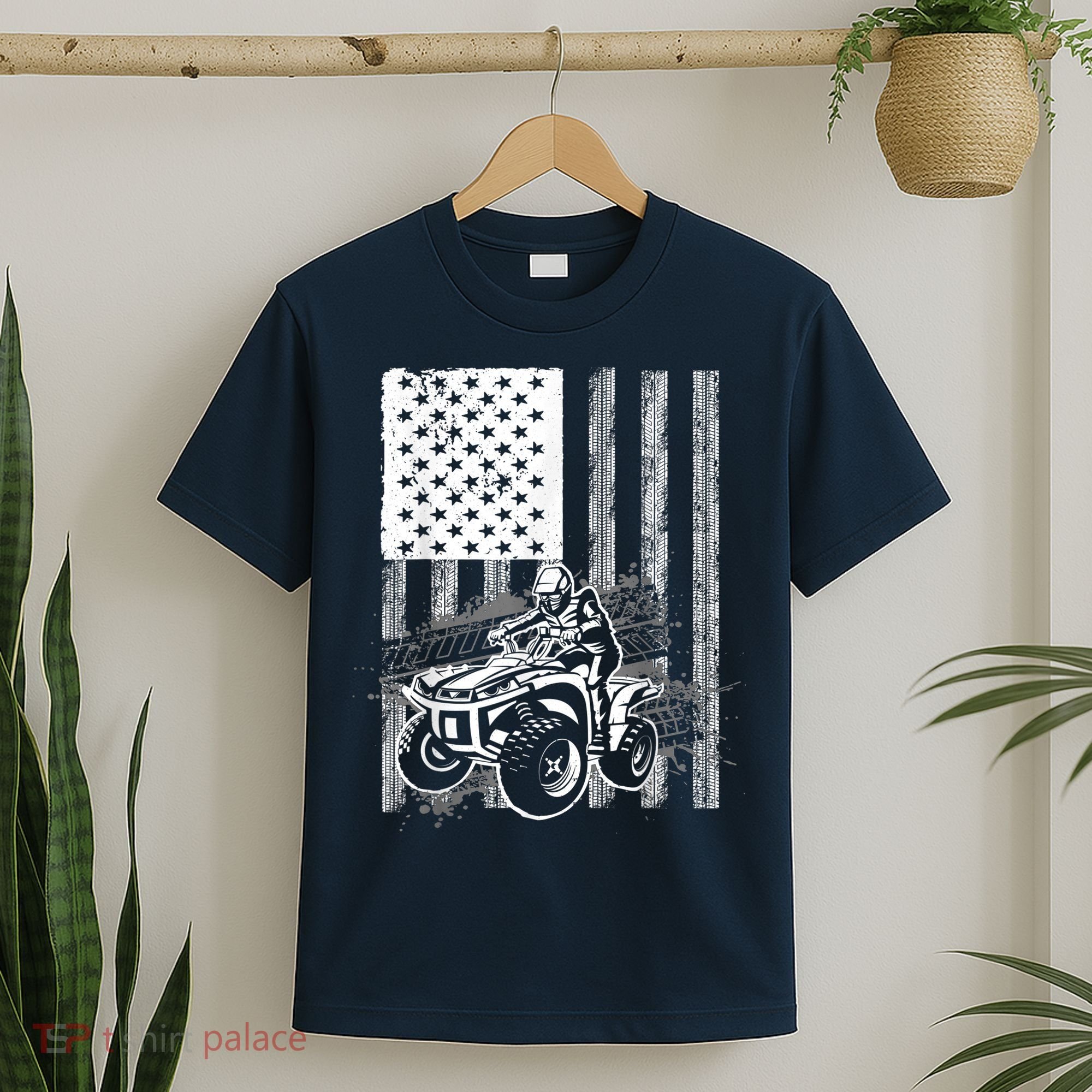 Cool ATV Quad Racing Squad USA Flag 4 Wheeler T-Shirt