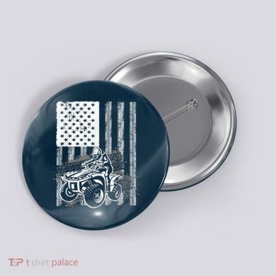Cool ATV Quad Racing Squad USA Flag 4 Wheeler Button