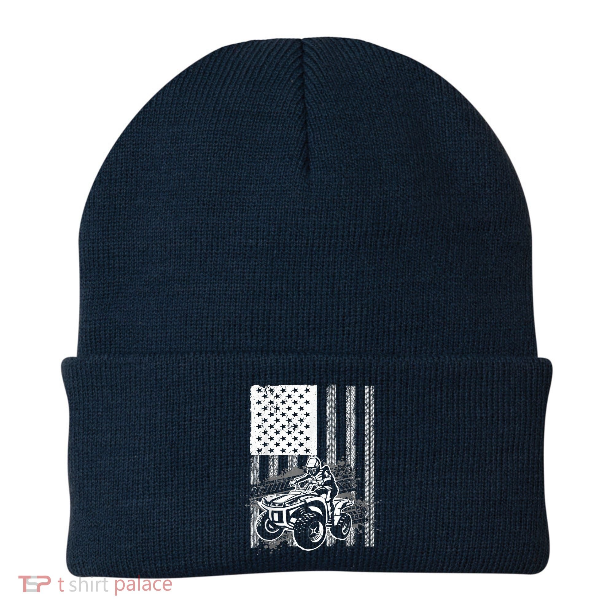 Cool ATV Quad Racing Squad USA Flag 4 Wheeler Beanie