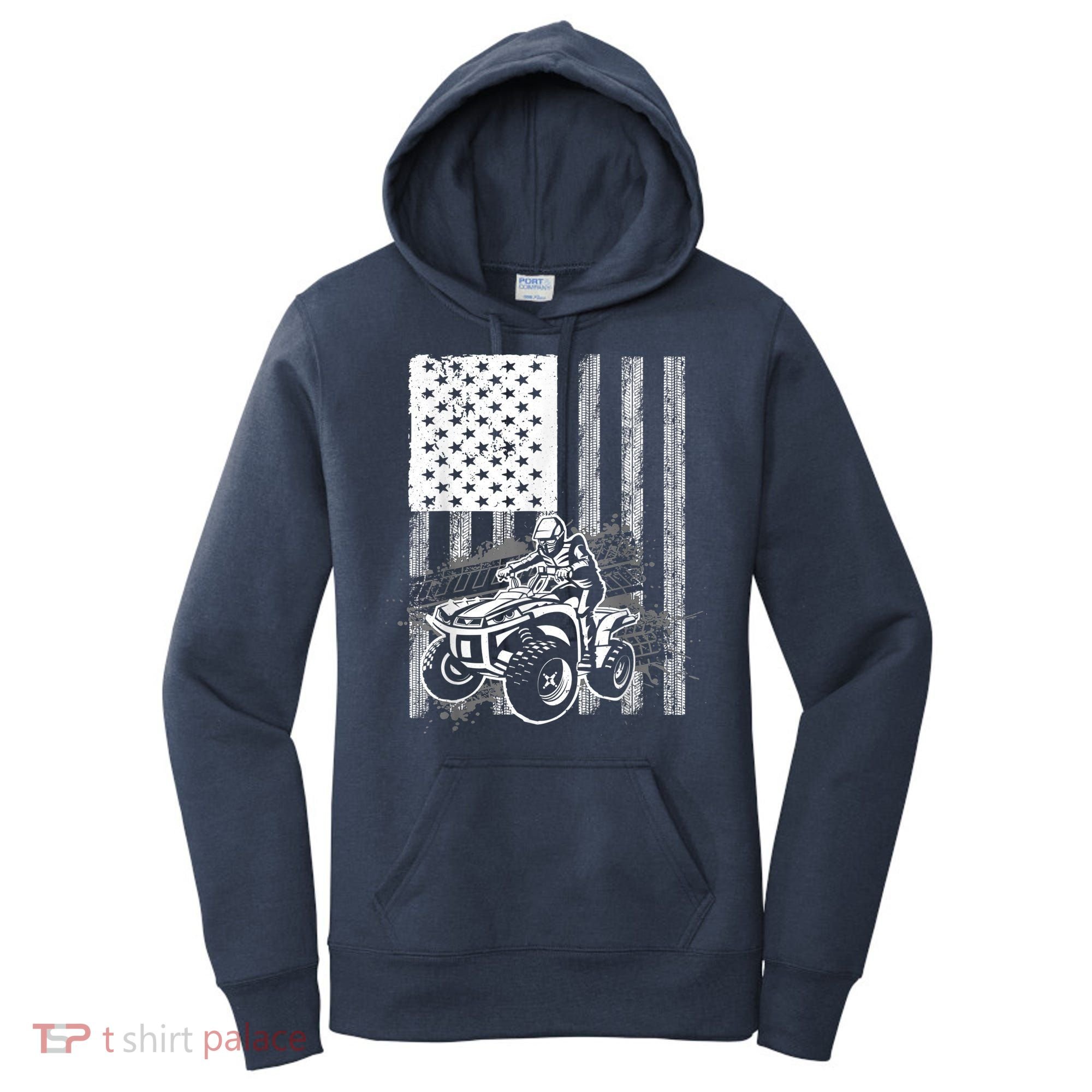 Cool ATV Quad Racing Squad USA Flag 4 Wheeler Women's Hoodie