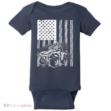 Cool ATV Quad Racing Squad USA Flag 4 Wheeler Baby Bodysuit