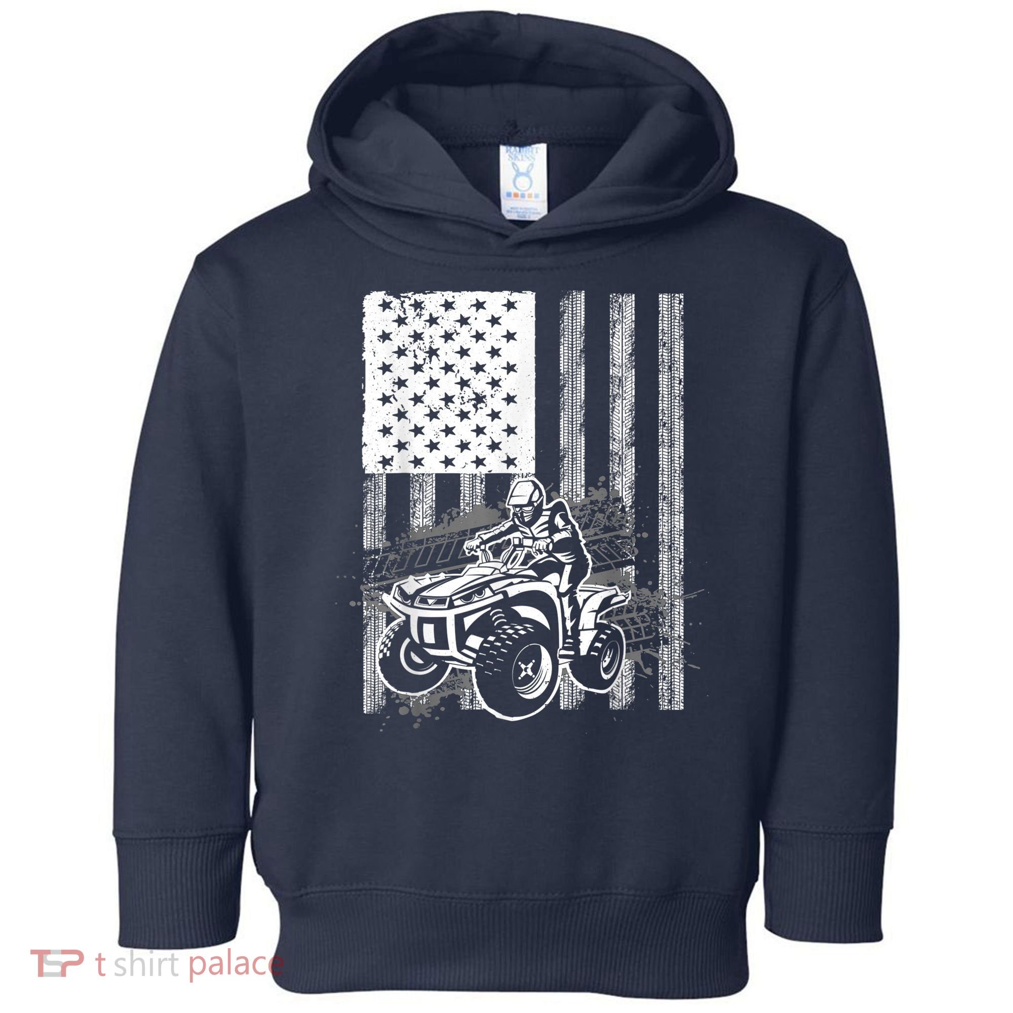 Cool ATV Quad Racing Squad USA Flag 4 Wheeler Toddler Hoodie
