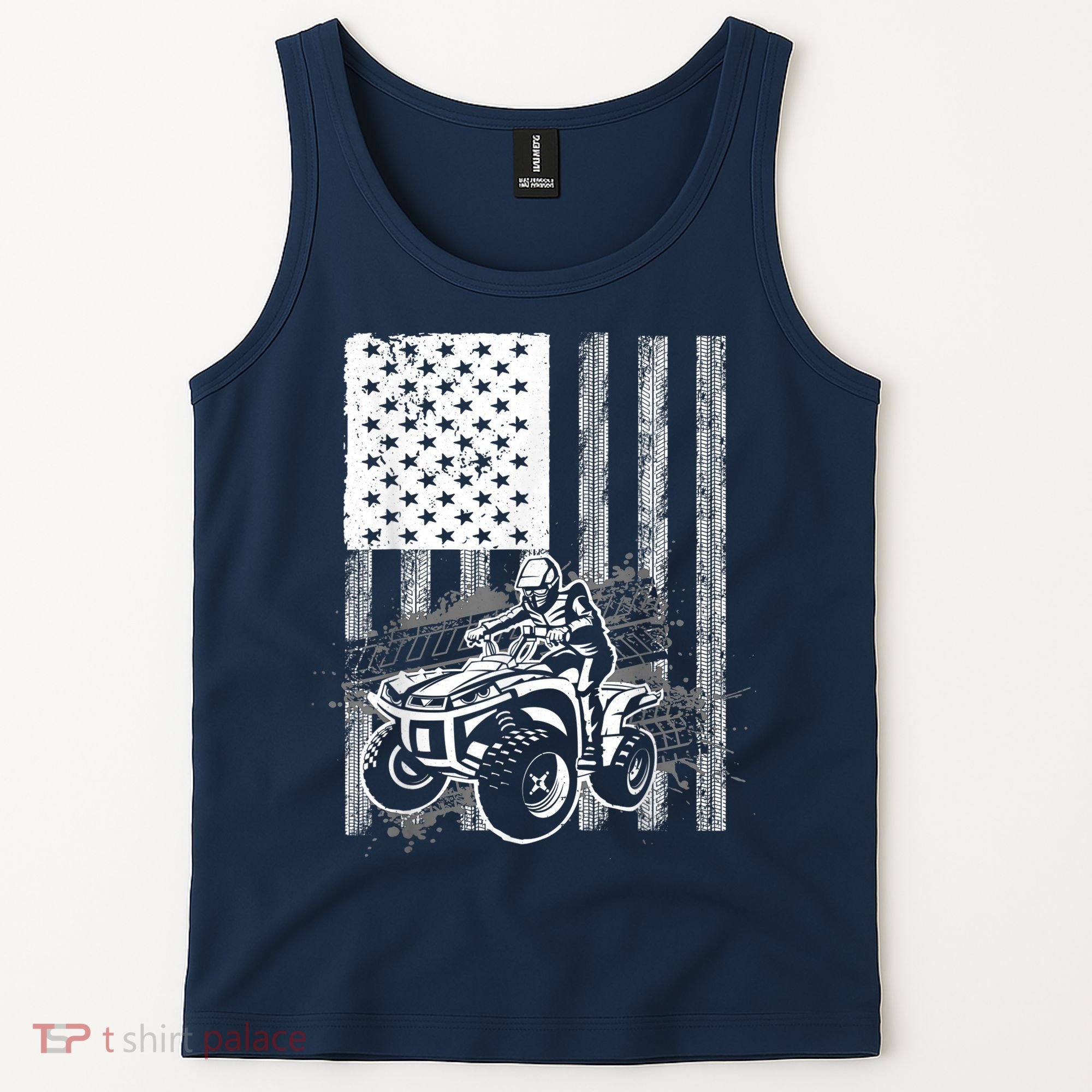 Cool ATV Quad Racing Squad USA Flag 4 Wheeler Tank Top