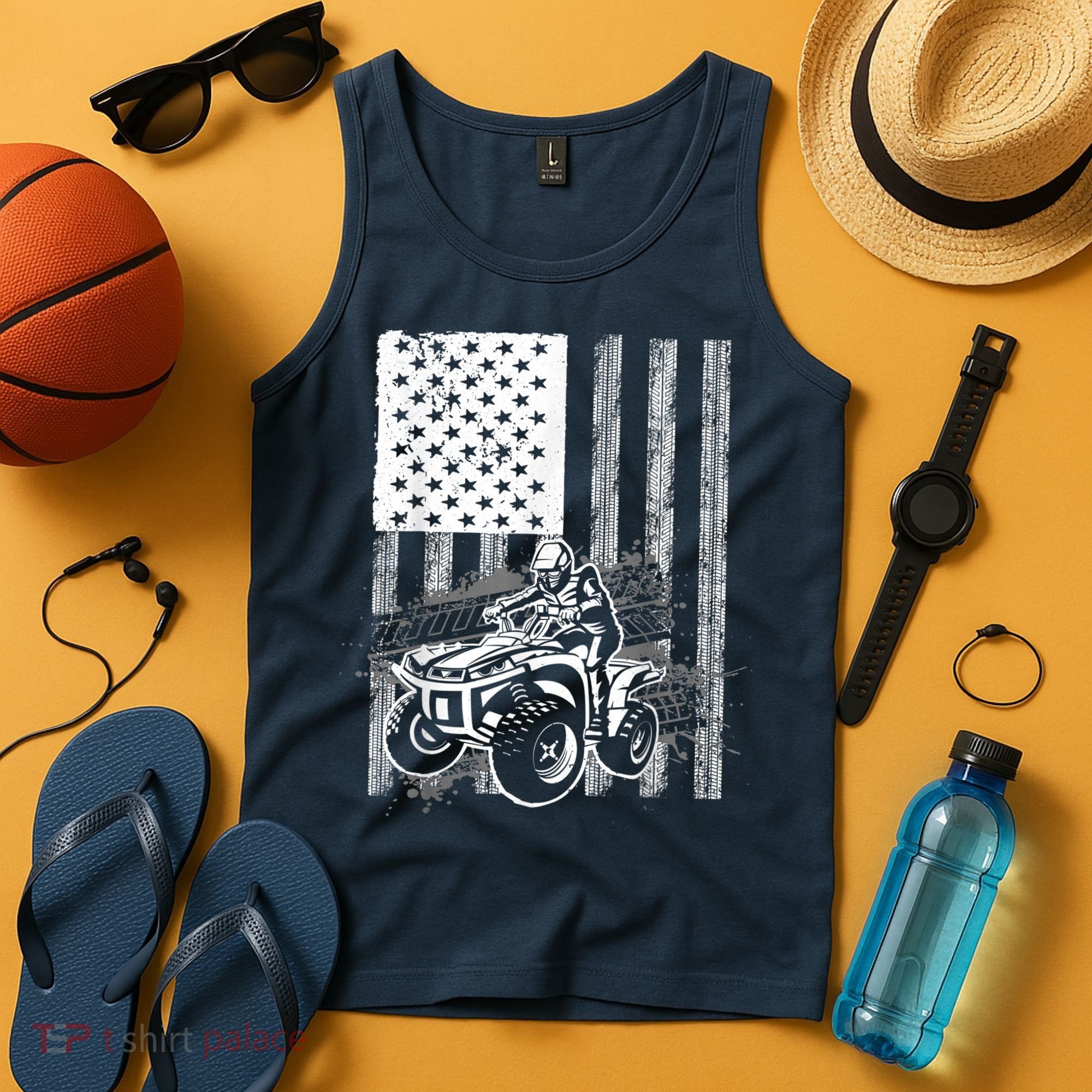 Cool ATV Quad Racing Squad USA Flag 4 Wheeler Tank Top