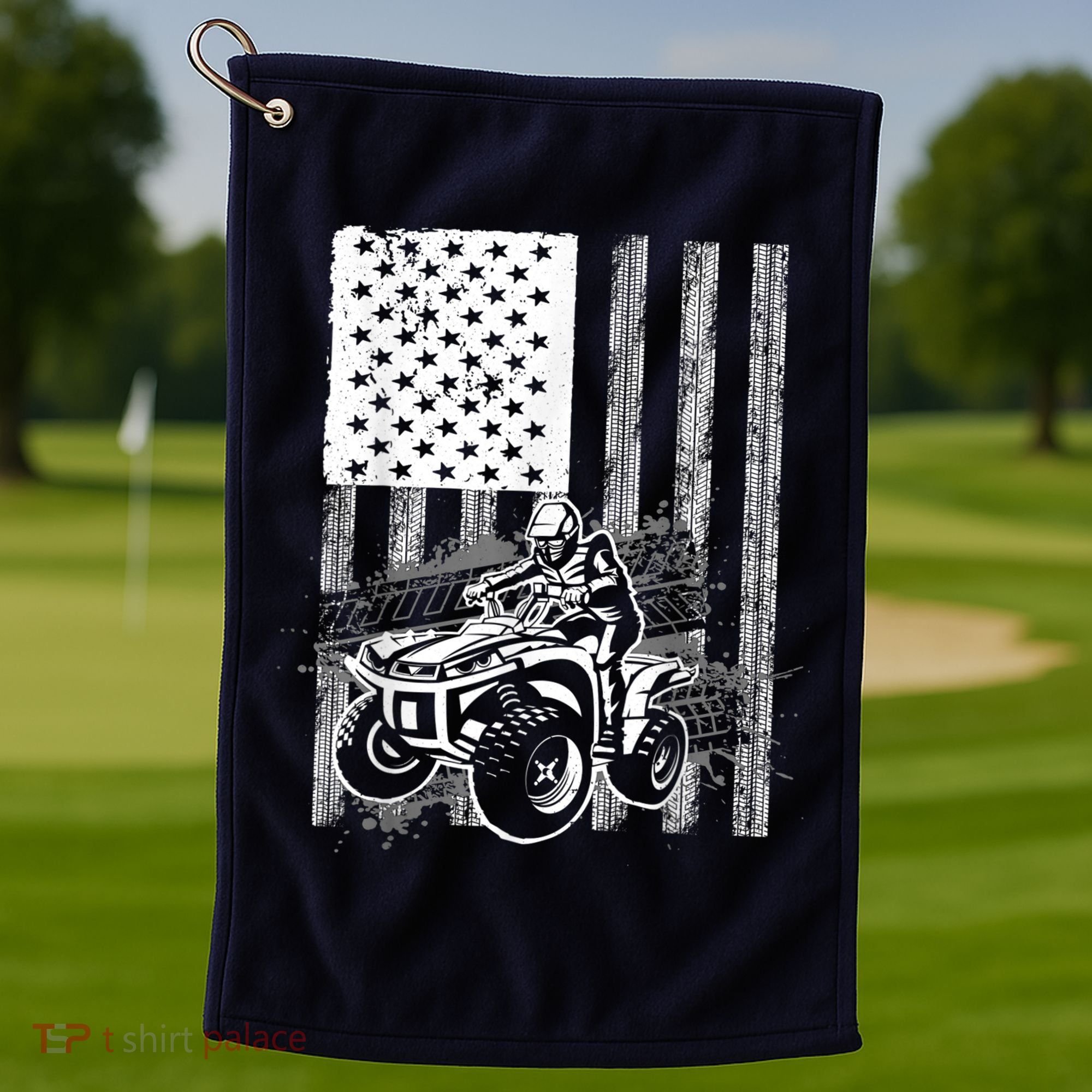 Cool ATV Quad Racing Squad USA Flag 4 Wheeler Golf Towel