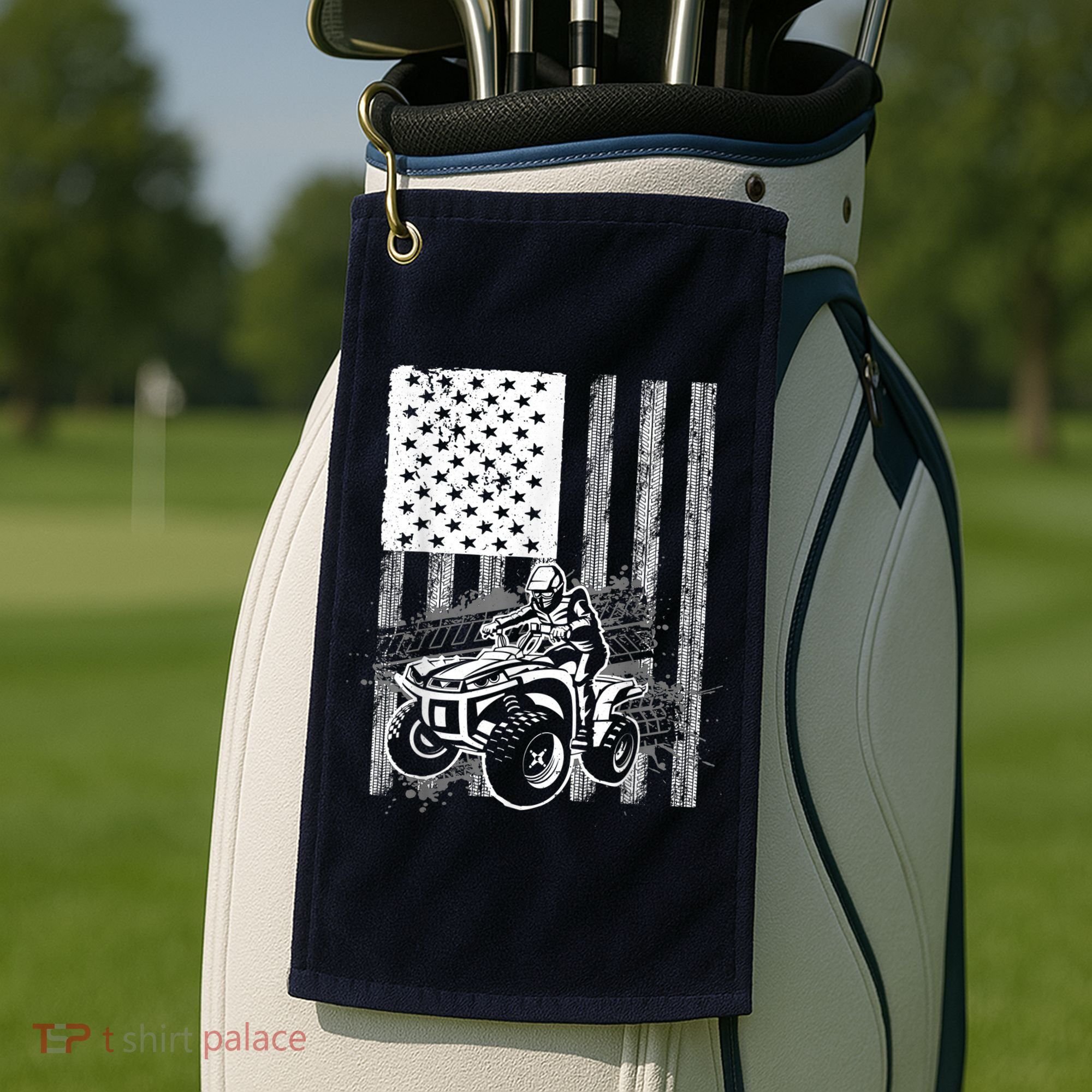 Cool ATV Quad Racing Squad USA Flag 4 Wheeler Golf Towel