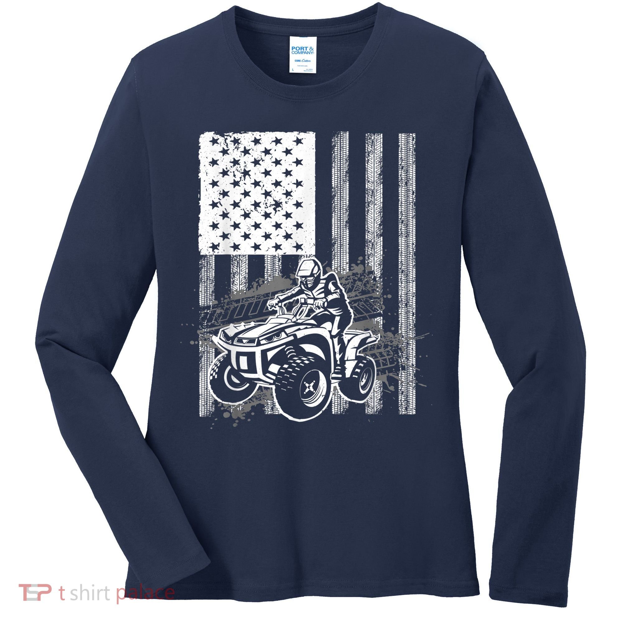 Cool ATV Quad Racing Squad USA Flag 4 Wheeler Women's Long Sleeve Shirt