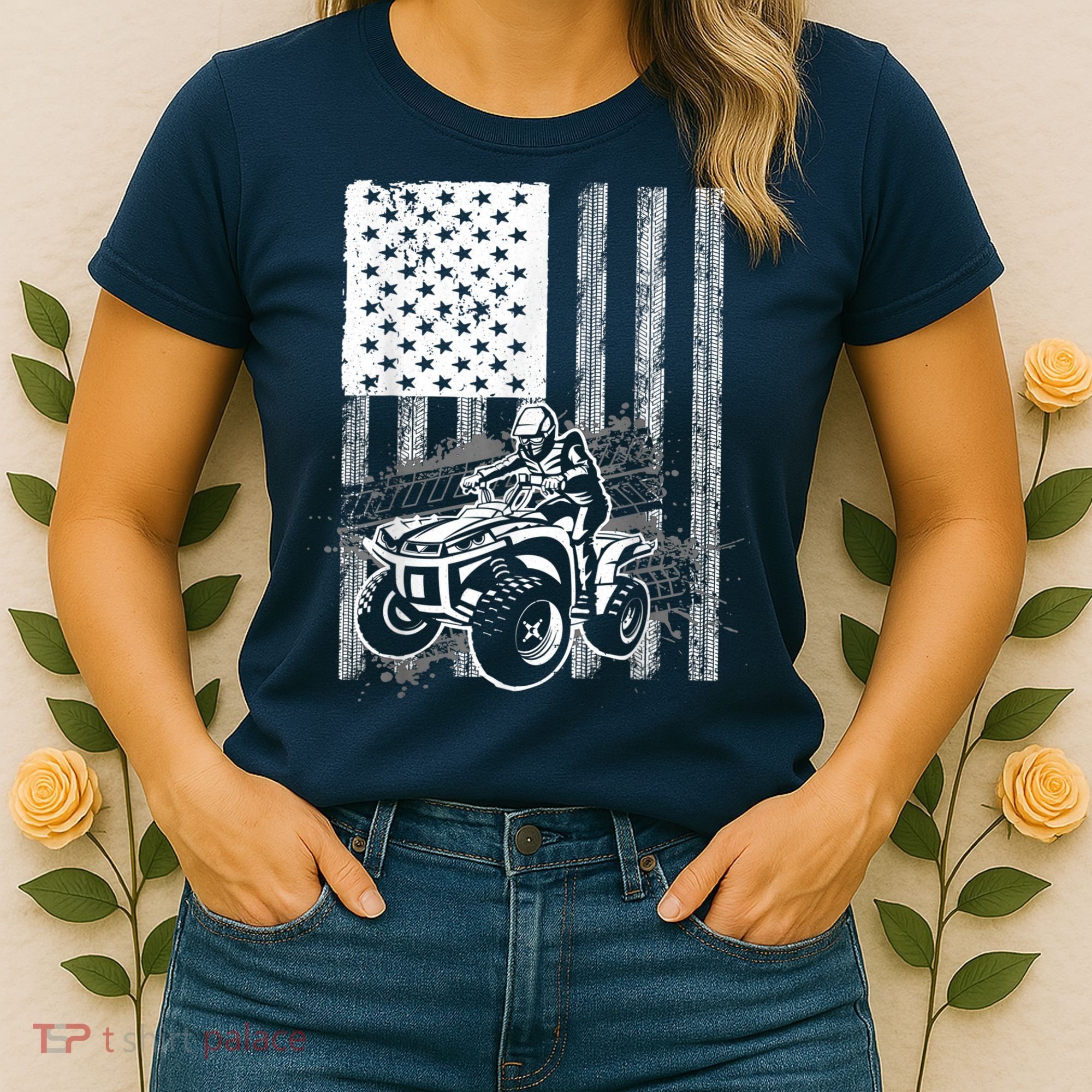 Cool ATV Quad Racing Squad USA Flag 4 Wheeler Women's T-Shirt
