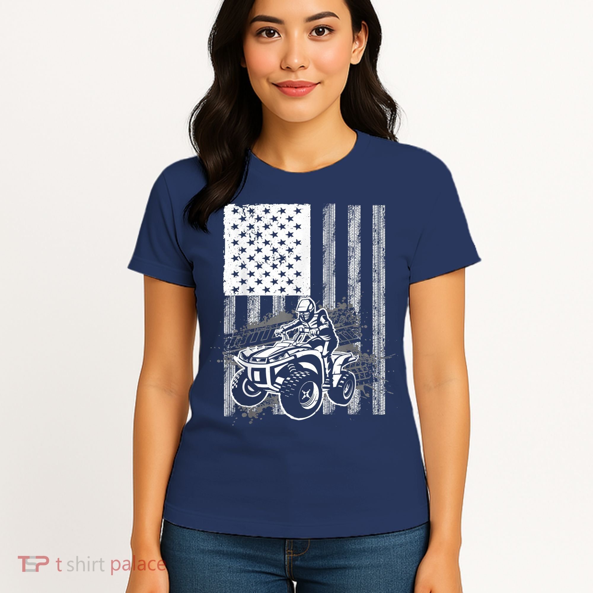 Cool ATV Quad Racing Squad USA Flag 4 Wheeler Women's T-Shirt