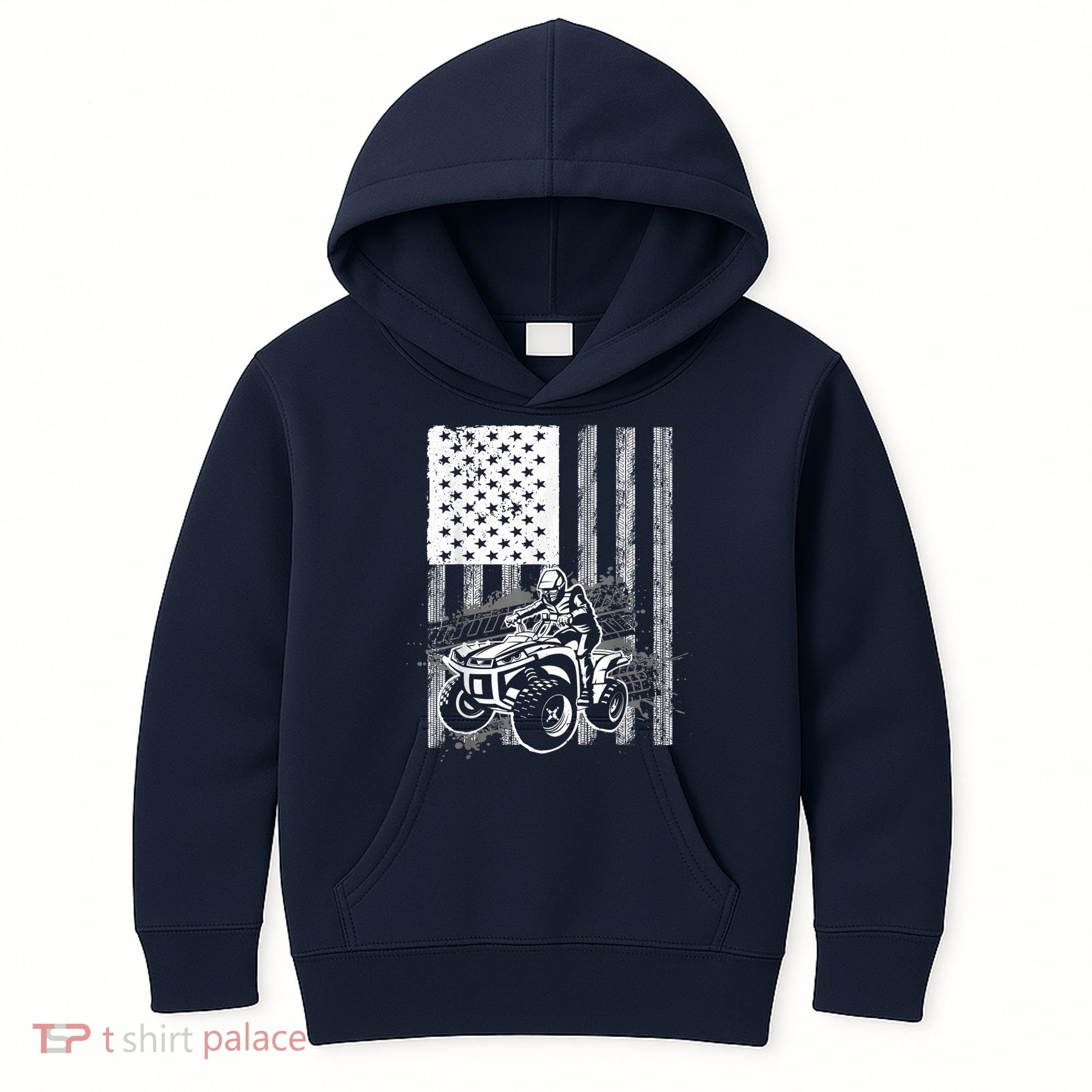 Cool ATV Quad Racing Squad USA Flag 4 Wheeler Kids Hoodie