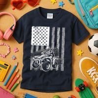 Cool ATV Quad Racing Squad USA Flag 4 Wheeler Kids T-Shirt thumb 3