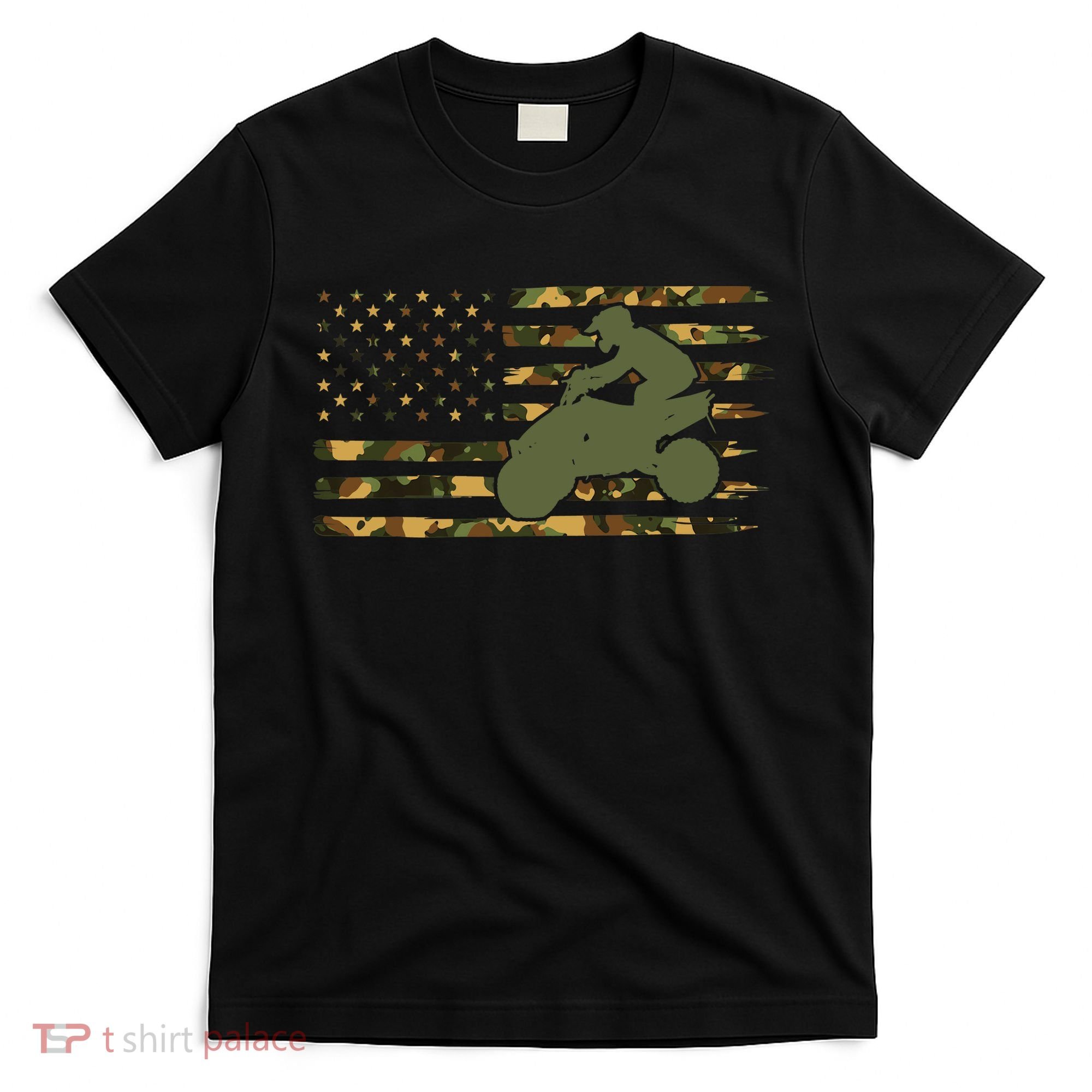 Camo ATV Quad Bike Vintage American Flag ATV T-Shirt