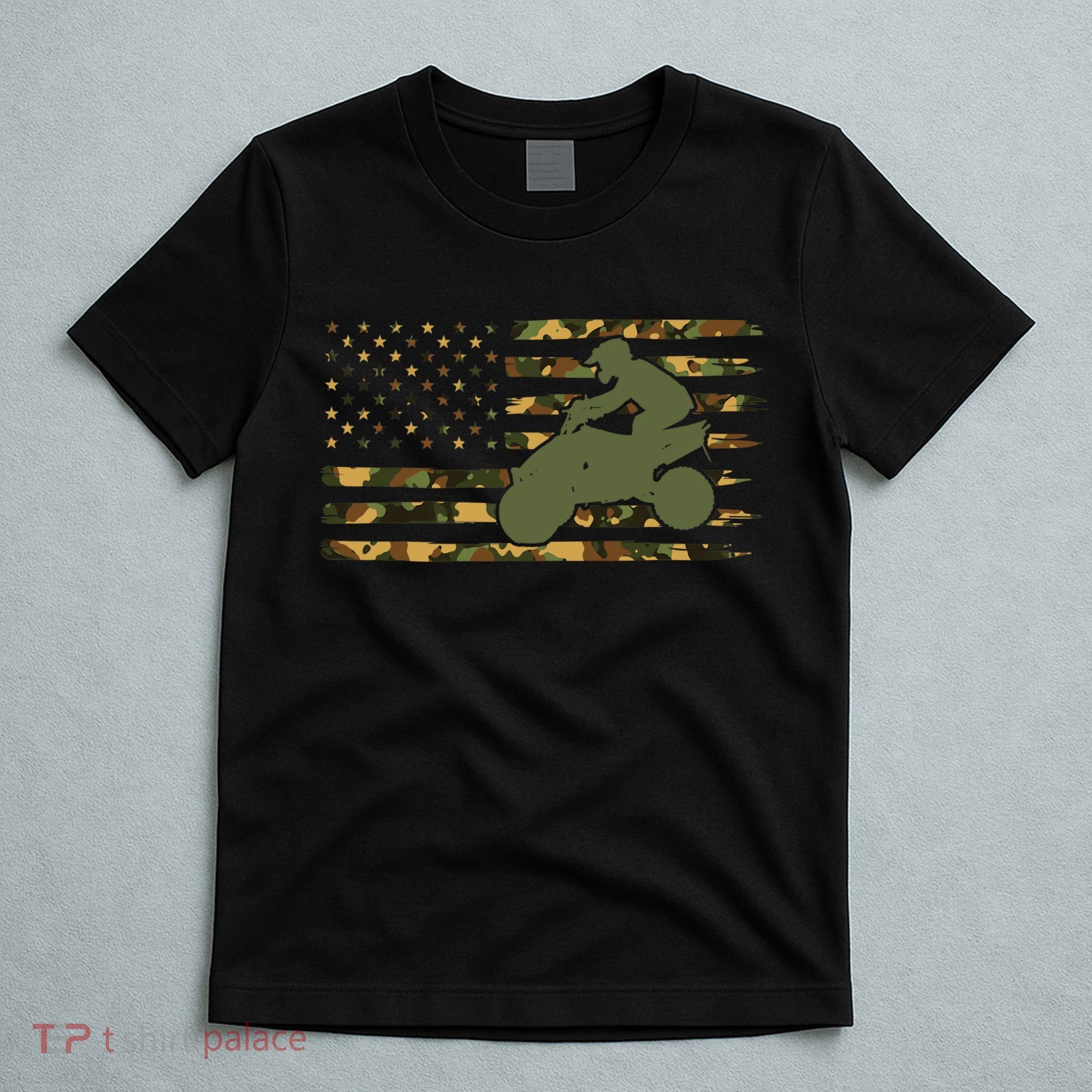 Camo ATV Quad Bike Vintage American Flag ATV T-Shirt
