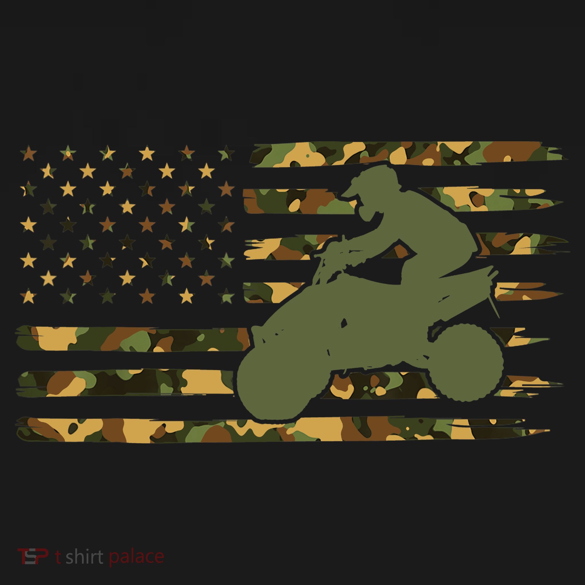 Camo ATV Quad Bike Vintage American Flag ATV T-Shirt