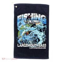Catch And Release Largemouth Bass Fishing Golf Towel thumb 0