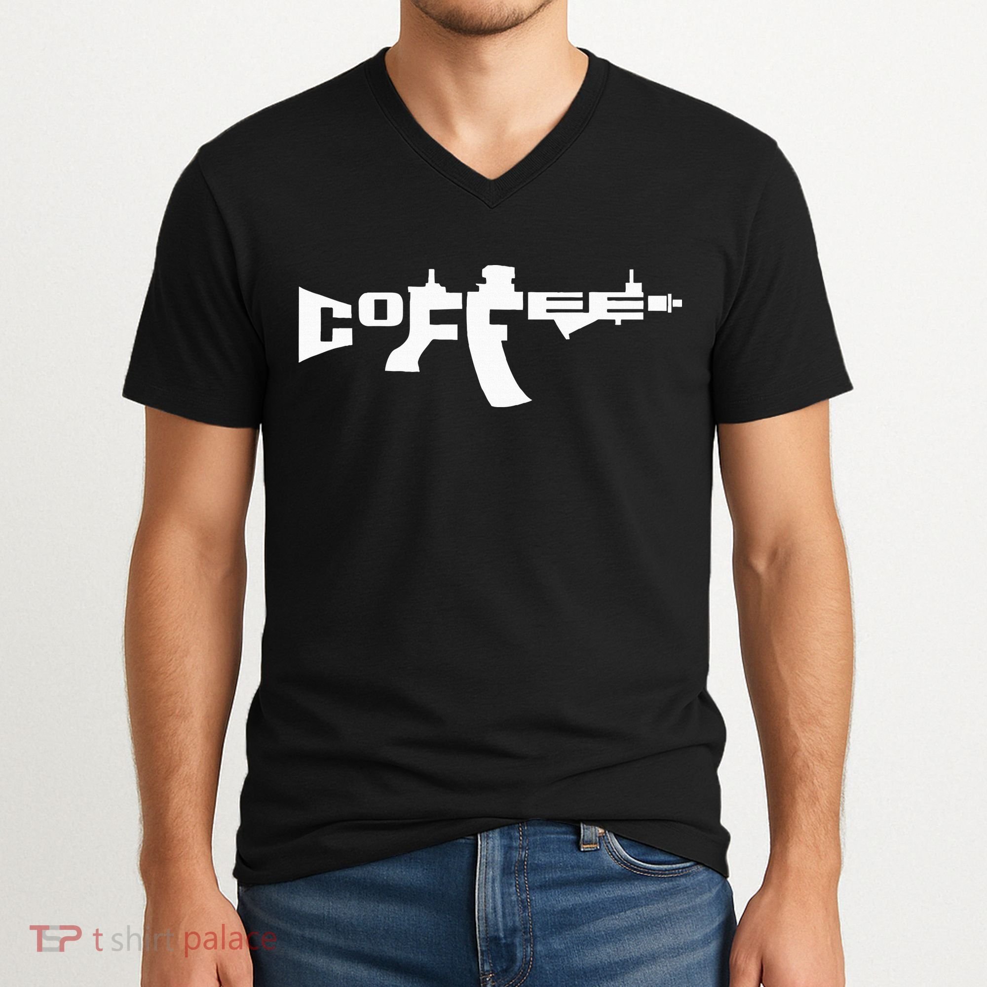 Coffee AR15 Rifle Gun Owner V-Neck T-Shirt