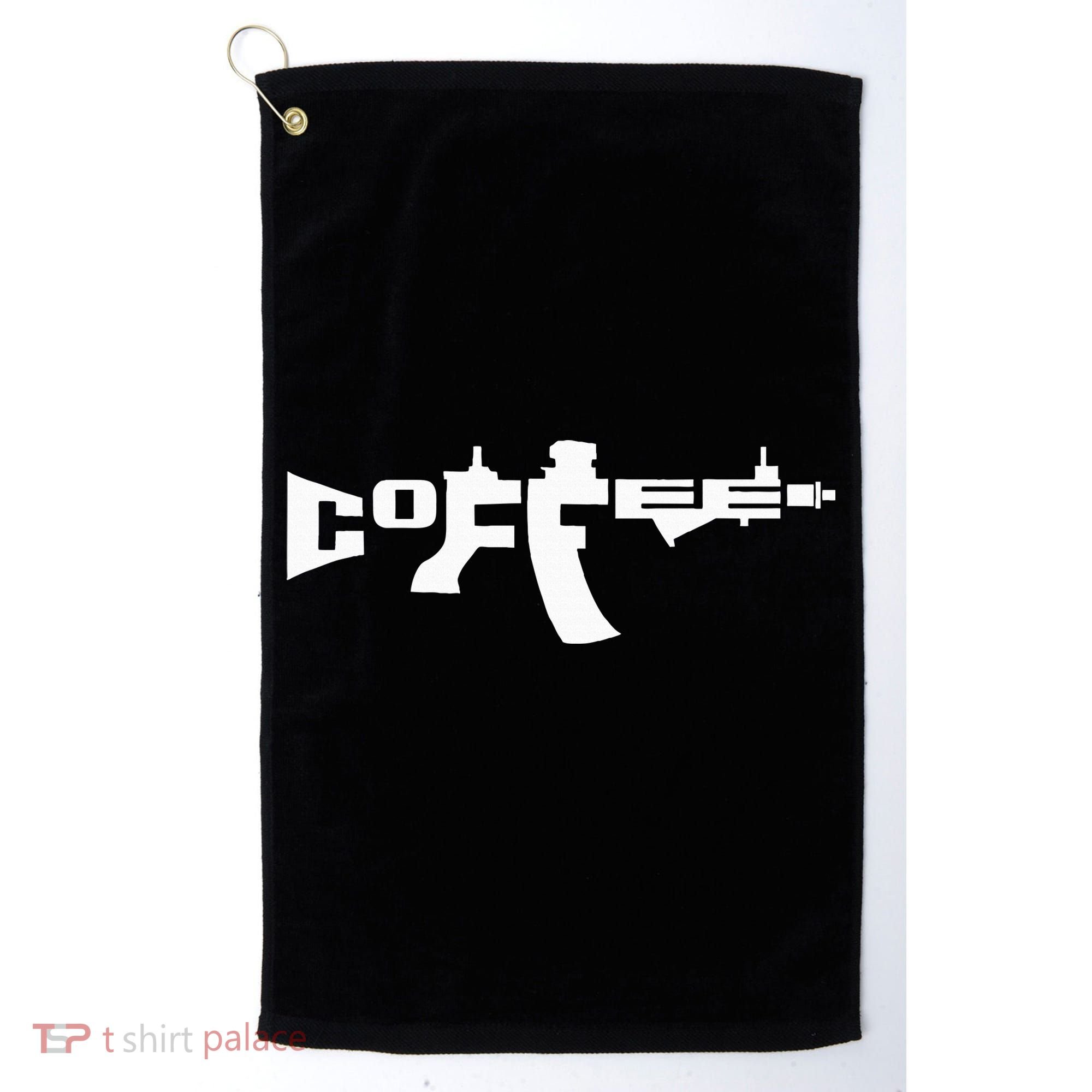 Coffee AR15 Rifle Gun Owner Golf Towel