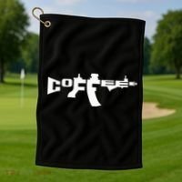 Coffee AR15 Rifle Gun Owner Golf Towel thumb 1
