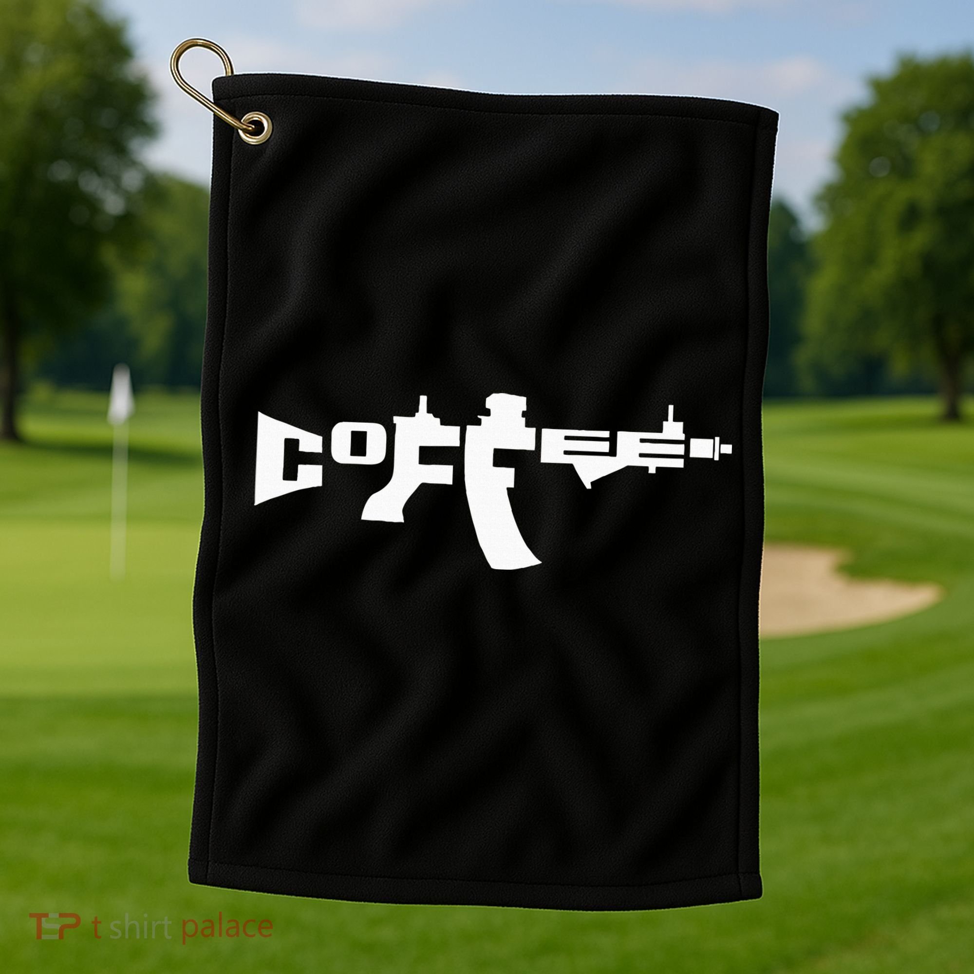 Coffee AR15 Rifle Gun Owner Golf Towel