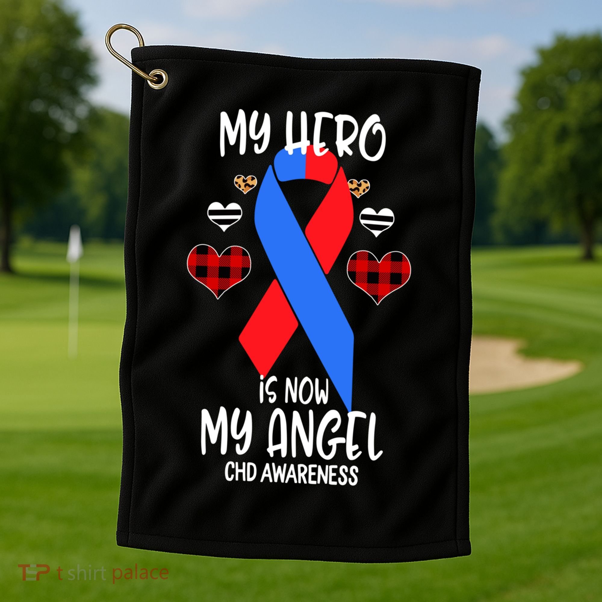 Chd Awareness Remembrance Hero Is Now My Angel Great Gift Golf Towel