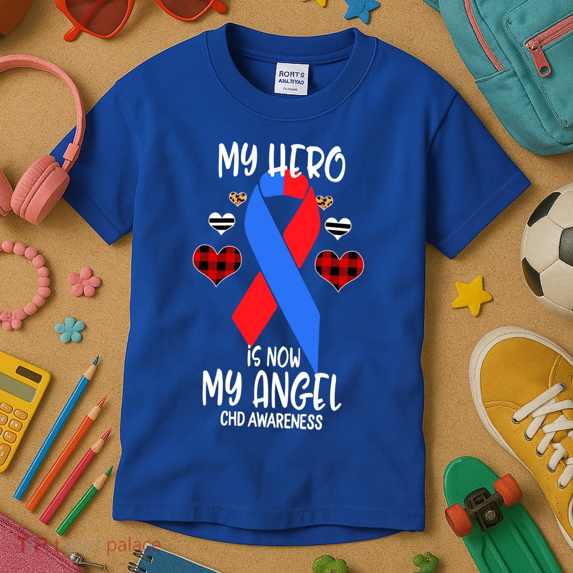 Chd Awareness Remembrance Hero Is Now My Angel Great Gift Kids T-Shirt