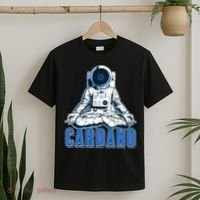 Cardano Mediating Yoga Astronaut Crypto Currency T-Shirt thumb 2