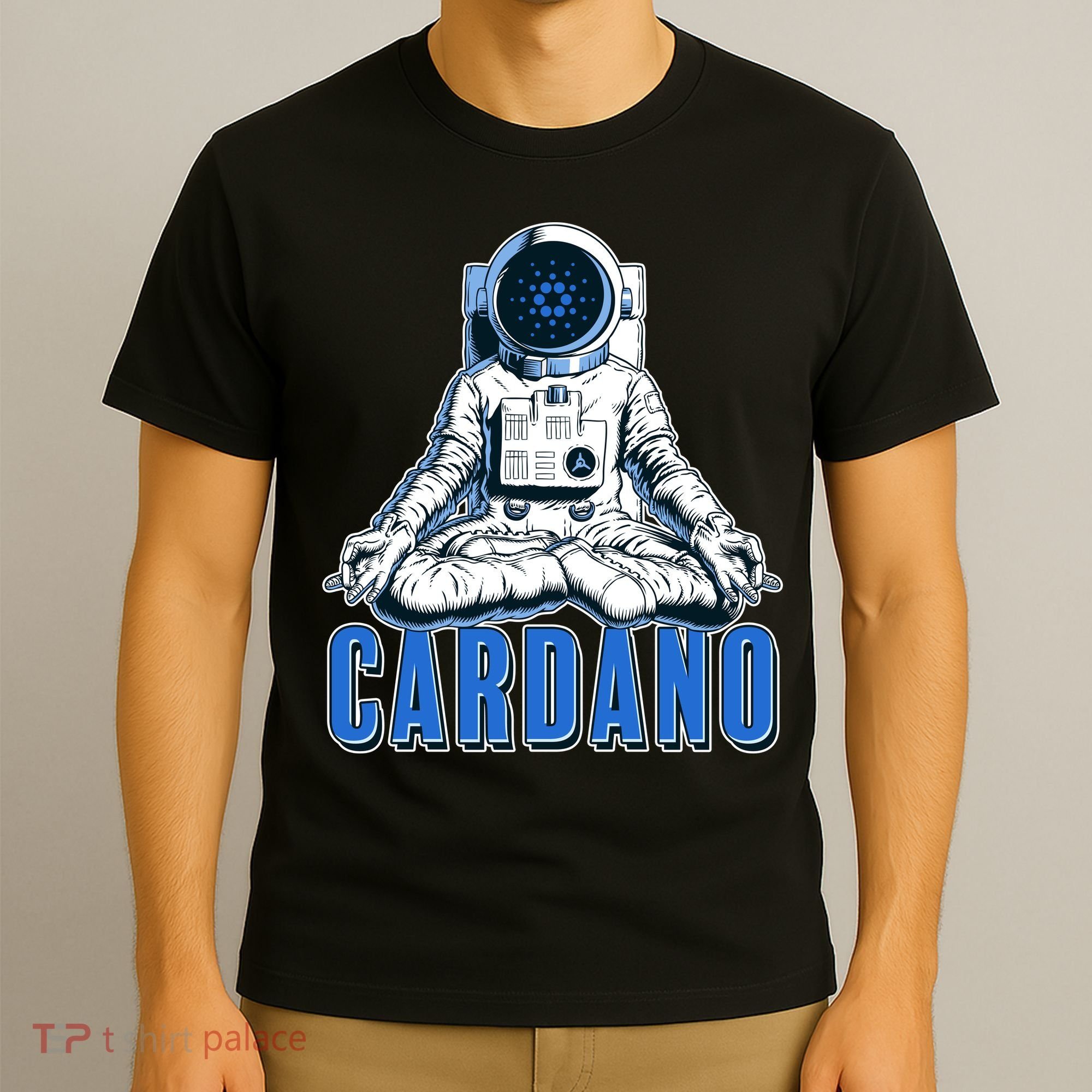 Cardano Mediating Yoga Astronaut Crypto Currency T-Shirt