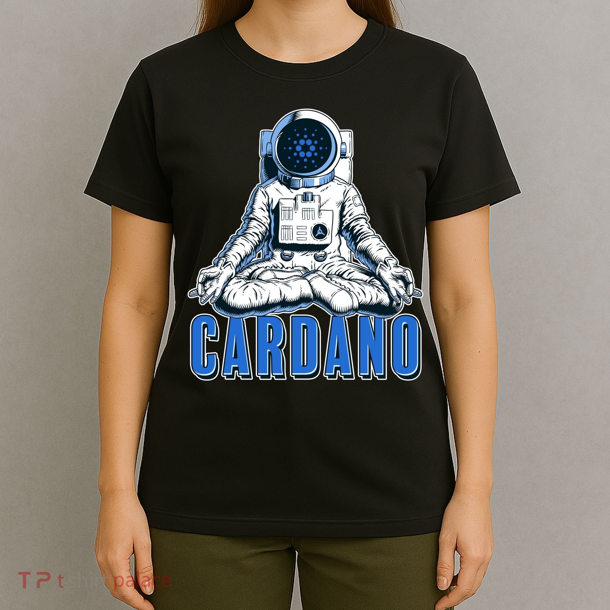 Cardano Mediating Yoga Astronaut Crypto Currency T-Shirt