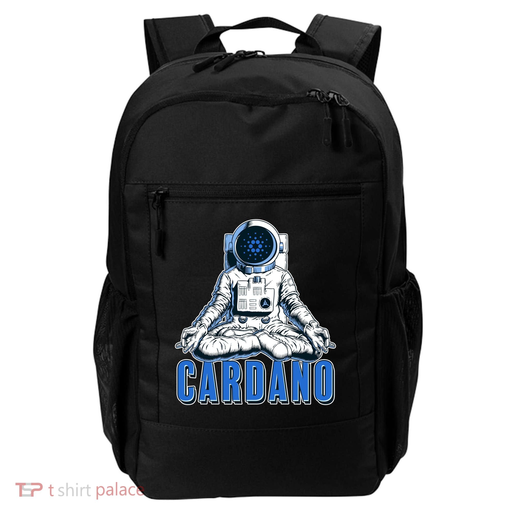 Cardano Mediating Yoga Astronaut Crypto Currency Backpack