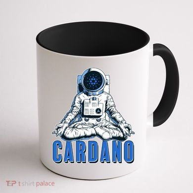 Cardano Mediating Yoga Astronaut Crypto Currency Coffee Mug back