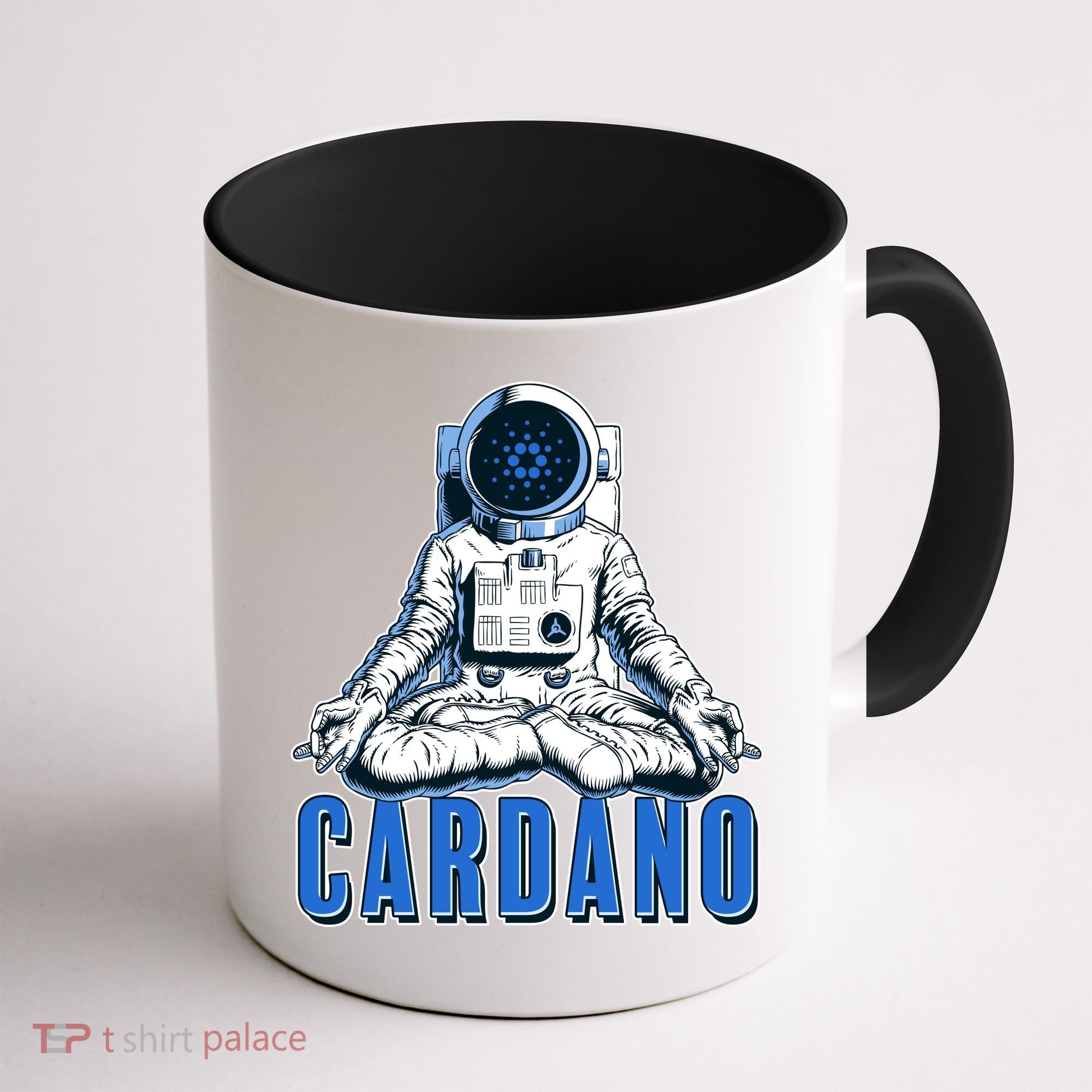 Cardano Mediating Yoga Astronaut Crypto Currency Coffee Mug