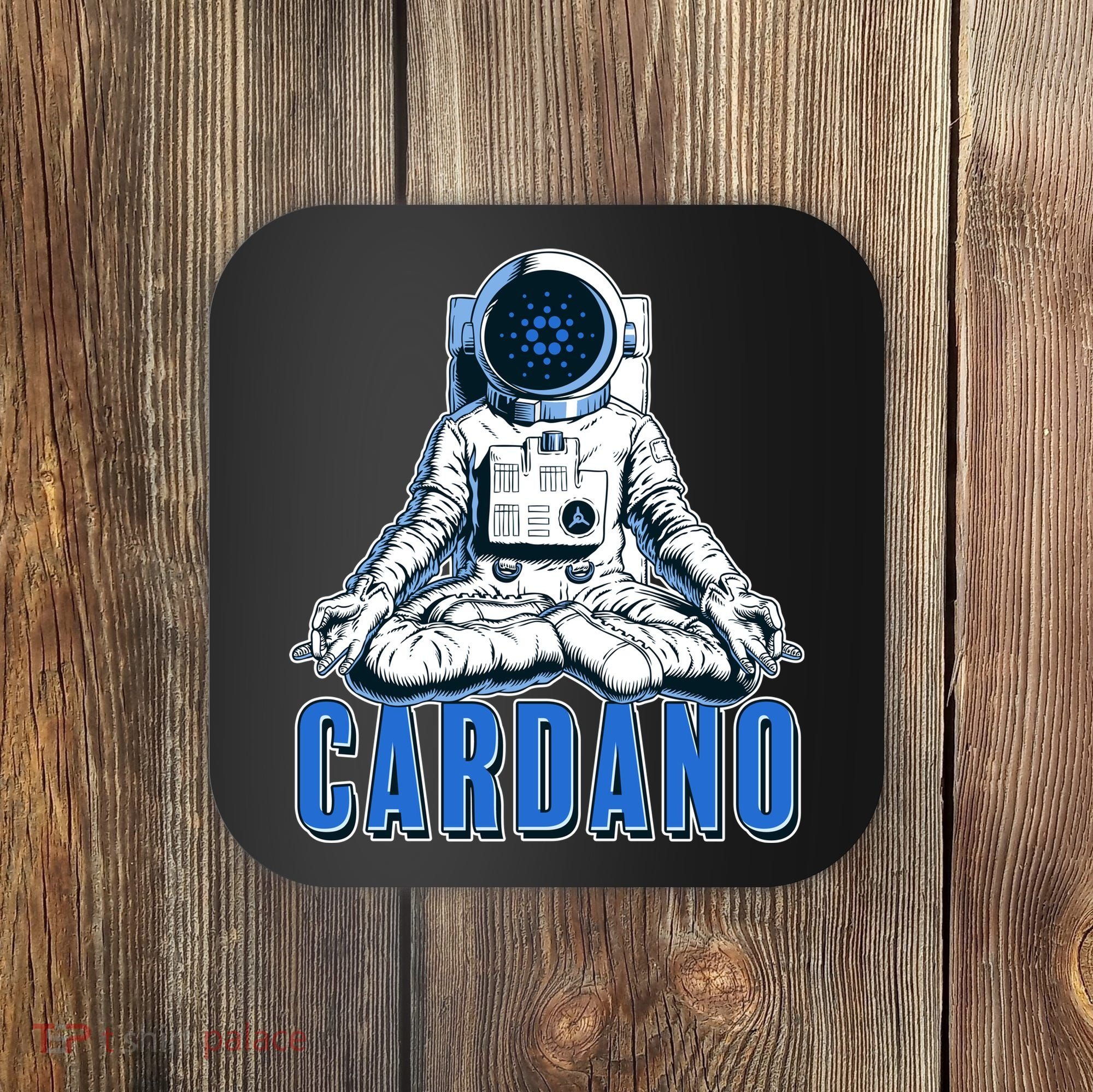 Cardano Mediating Yoga Astronaut Crypto Currency Coaster